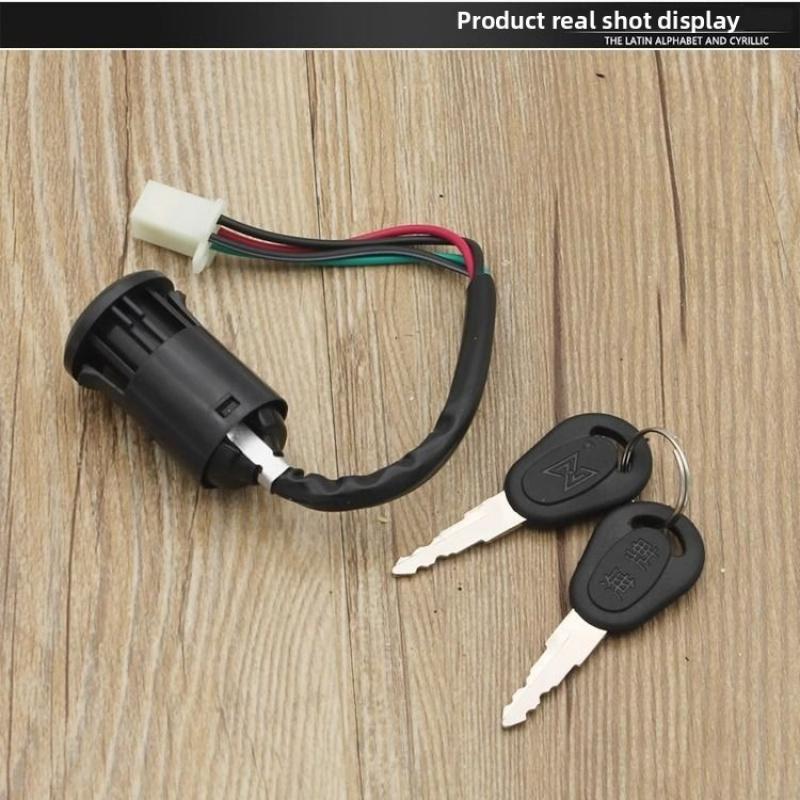 JD100 4-Wire Ignition Switch Lock with 2 Keys for Jetta CG125 ZJ125 XF125 Motorcycle Scooter E-Bike Replacement.