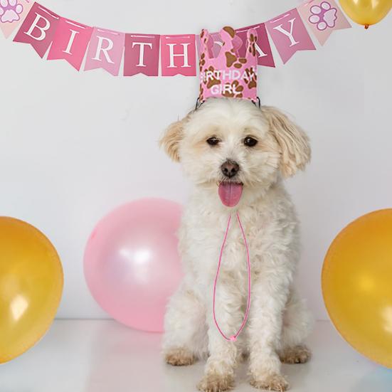 1 Набор Украшение для вечеринки в честь дня рождения питомца Флаг Треугольник Полотенце Шляпа на день рождения Шары