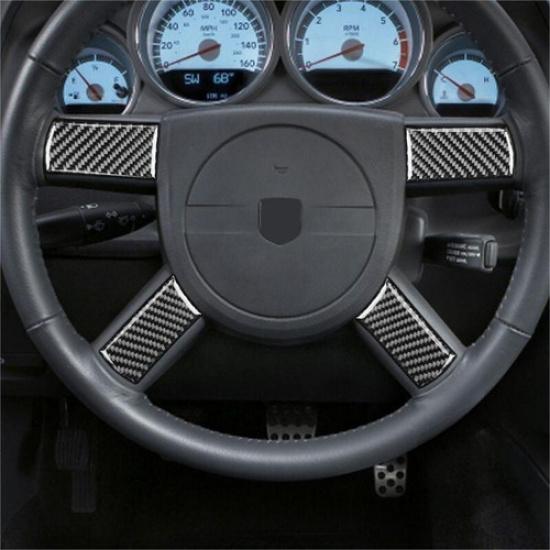 For Dodge Challenger LHD Carbon Fiber Steering Wheel Button Cover Trim 08-2010