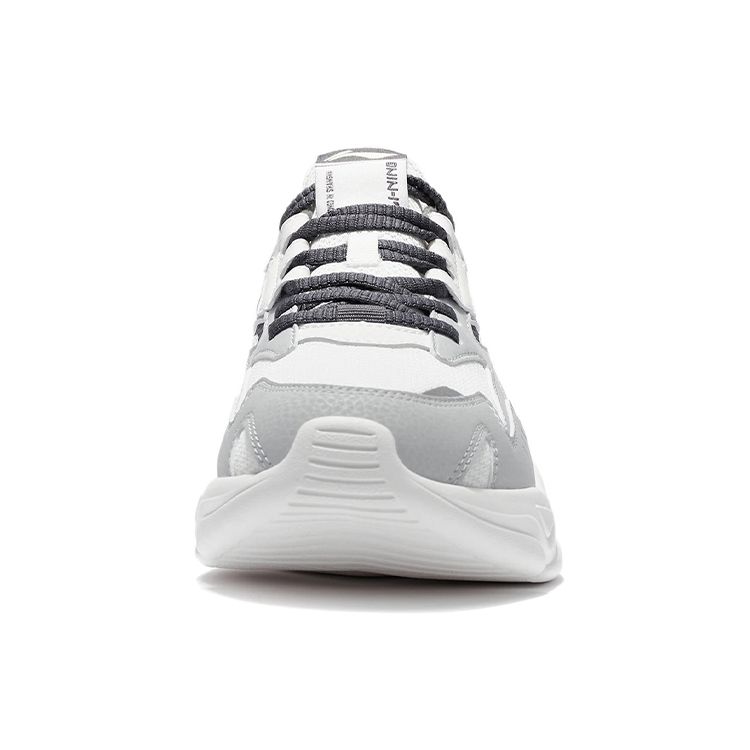 Li-Ning Удобные амортизирующие нескользящие износостойкие низкие повседневные туфли мужские кроссовки серо-белые AGLS053-2