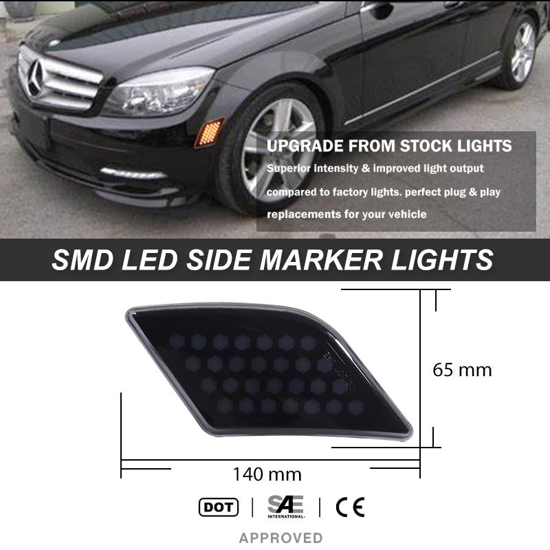 2x For Mercedes Benz W204 LED Side Marker Lights Turn Signal Lamps C250 C300 C350 C63 SL65 AMG Car-Styling Canbus OEM#2048200121