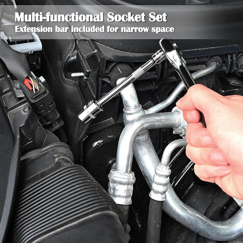 Набор инструментов из 46 предметов для автомобиля, отвертка и бита, трещотка, динамометрический ключ, гаечный ключ, торцевой ключ, ручной инструмент