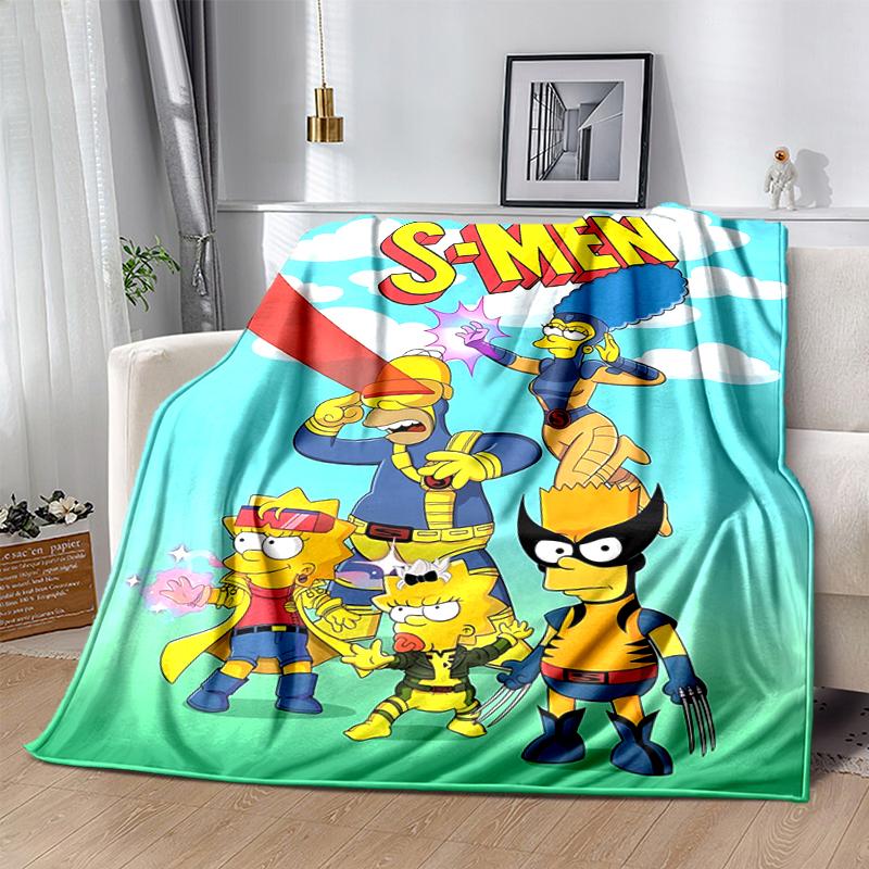 1Pc Simpsons Meets Xmen Adventure Blanket Soft And Comfortable Casual Warm Camping Travel Christmas Halloween Gift M921684