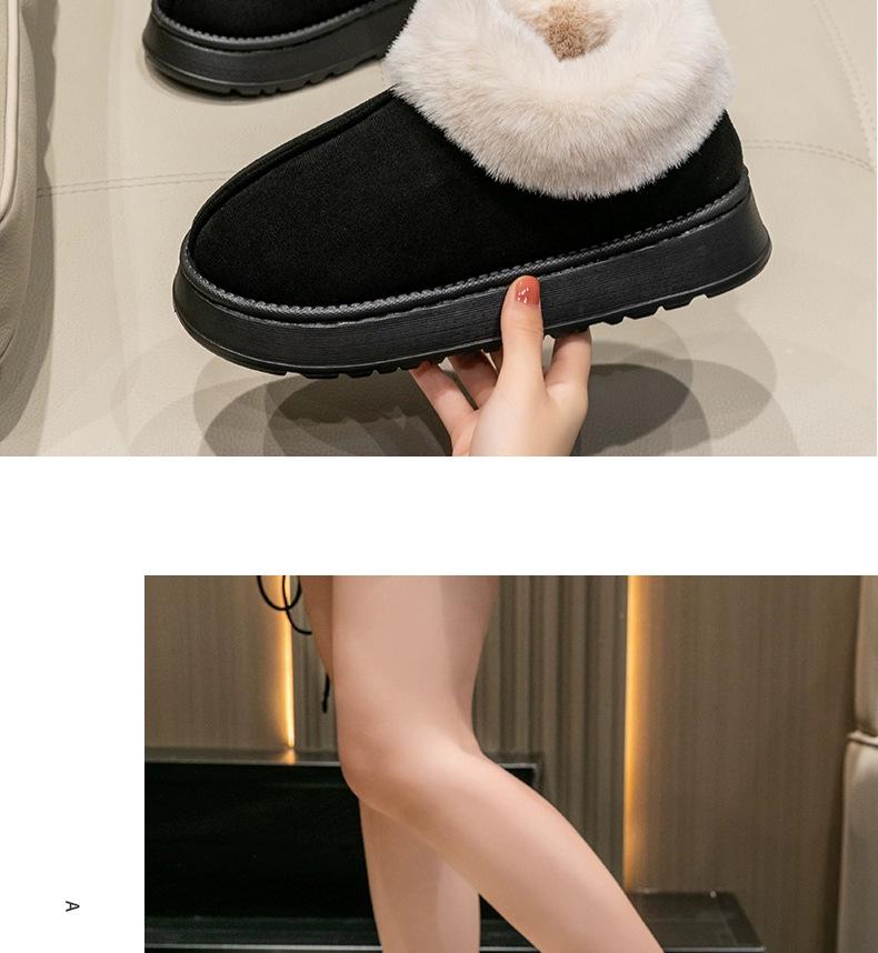 Ботинки Furry High-Top на толстой подошве из хлопка: Теплая, нескользящая обувь для дома и улицы на осень и зиму