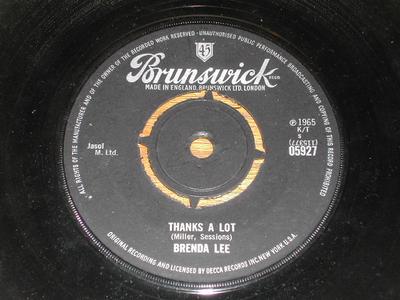 7-дюймовая пластинка БРЕНДА ЛИ - Спасибо большое 05927 Brunswick 1965 Великобритания Соул/Фанк Б/У