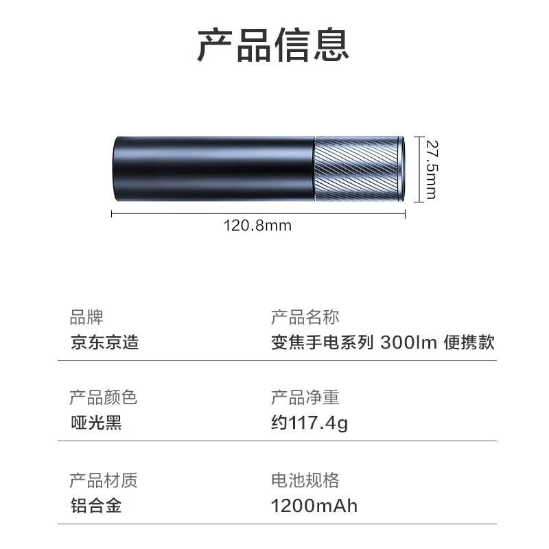 JD Original High-Intensity Zoomable Flashlight, 300 Lumens, Long Battery Life, Outdoor Survival, Rechargeable, Multifunctional, Portable for Home Use