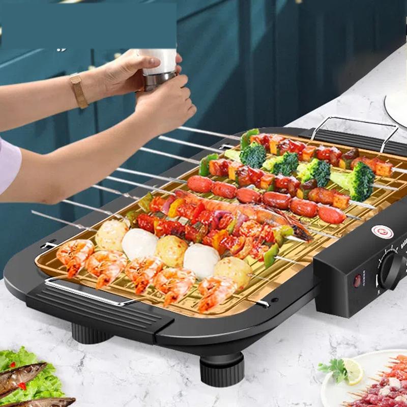 Бытовой электрический гриль Электрический гриль Крытый небольшой бездымный электрический гриль Электрическая плита для барбекю Многофункциональная портативная печь для барбекю