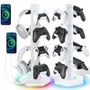 Game Controller Storage Stand, 4-Tier, RGB Lighting, Headphone Holder, Controller Storage Rack, Holds 8 Controllers, Universal Compatible with