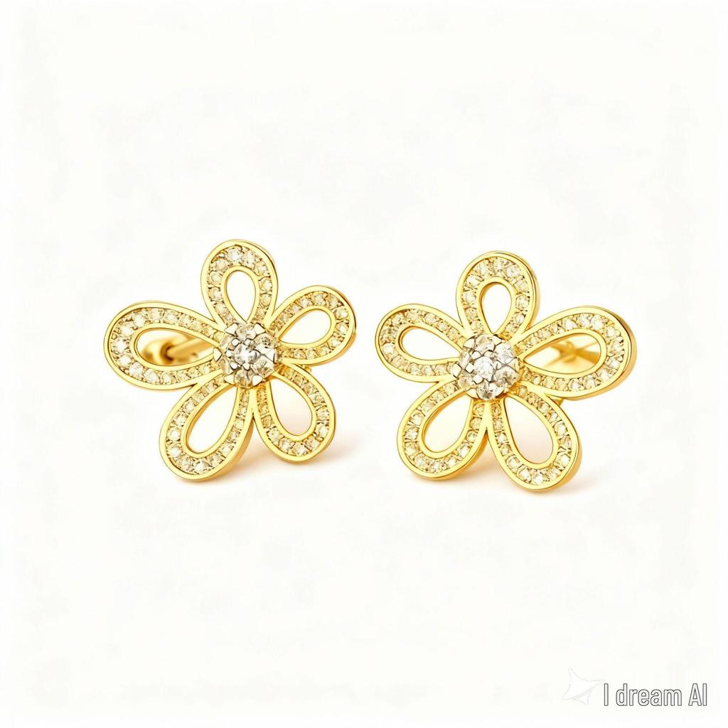 Luxury Floral Stud Earrings: Women's Three-Dimensional s925 Silver Needle, Full Diamond Accent, Versatile for Autumn & Winter Seasons