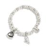 Salircon Trendy Elegant Shining Black Acrylic Hollowout Heart Pendant Bracelet Women New Silver Color Bead Chain Bangles Jewelry