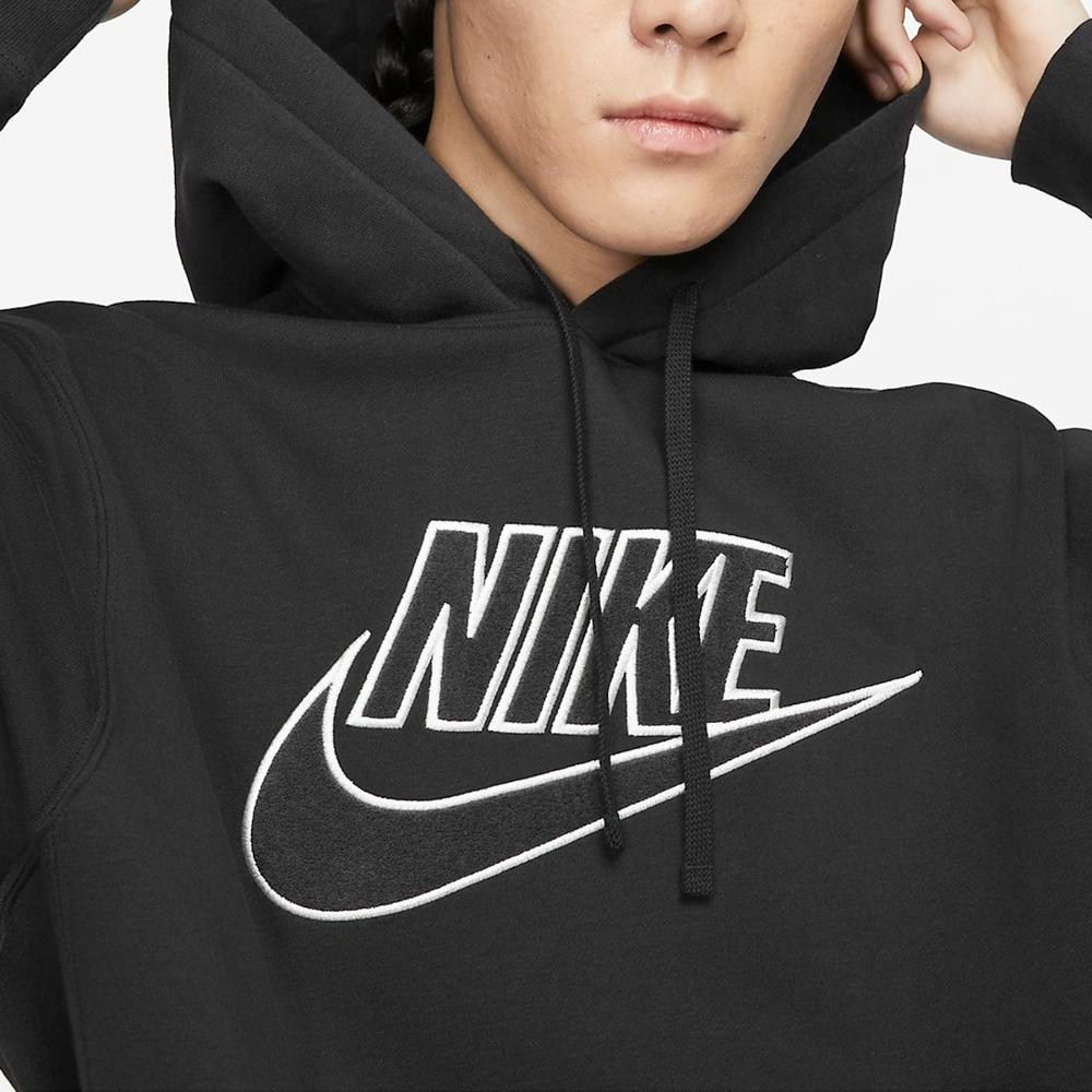 Nike Сплошной цветной пуловер с капюшоном и принтом логотипа, повседневная толстовка с длинными рукавами, мужские топы, черный DX1518-010