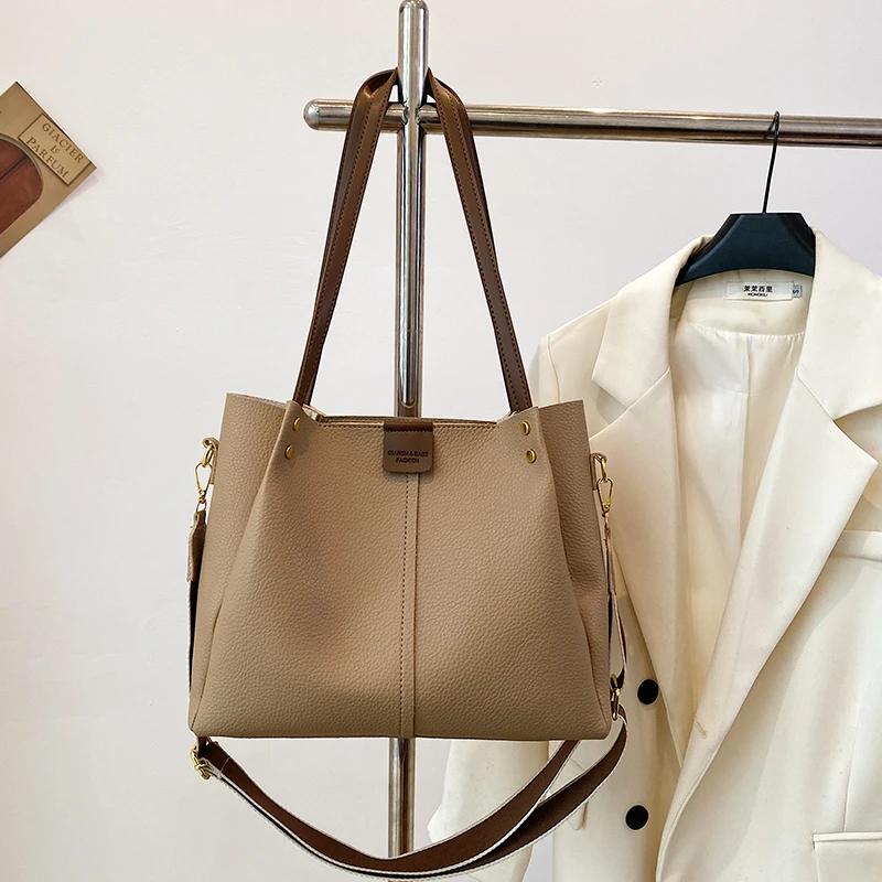 Большая вместительная сумка-тоут для женщин. Элегантная сумка через плечо в стиле ретро. Сумка на плечо для студента университета.