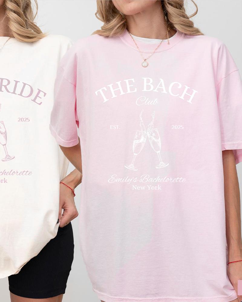 Футболки для девичника The Bach Club Футболка для девичника Социальный клуб Bach Club 1717 Удобные футболки Хлопок Топ Y2K Повседневная модная уличная одежда