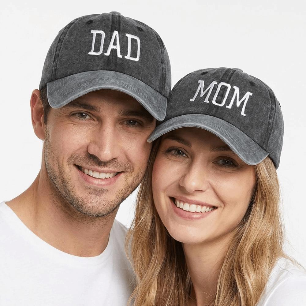 2pcs/set Washed Cotton Couple Mom Dad Baseball Cap Adjustable Sun Hat Vintage Dad Hat For Man Women