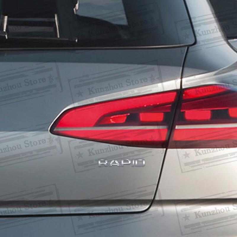 DCLR3 1PCS Metal For Skoda Octavia Yeti Rapid Kodiaq Karoq 4X4 Fabia Kamiq Superb VRS Logo Bright Silver Emblem Car Rear Trunk Sticker