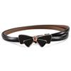 Women's Fashion Black Patent Leather Belt with Bowknot - Versatile, Genuine Leather Waist-Cinching Accessory