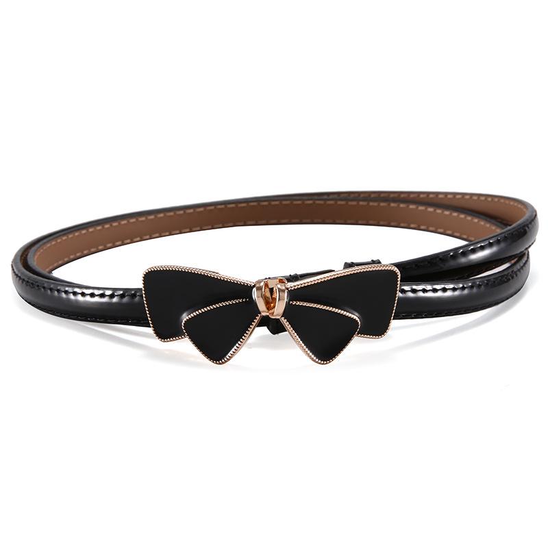 Женский модный черный лаковый ремень с бантом - Универсальный аксессуар для подчеркивания талии из натуральной кожи