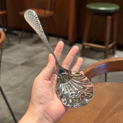 Ложка из нержавеющей стали в форме ракушки с длинной ручкой, половник, ресторанная десертная ложка, ложки для мороженого, кухонные принадлежности, инструмент