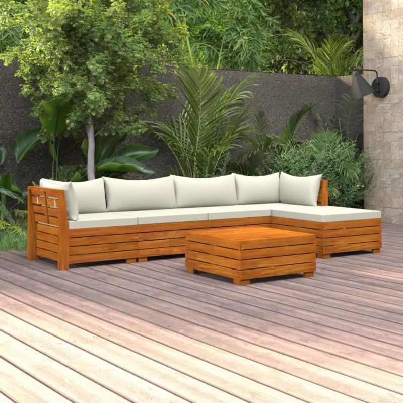 Día y Noche - Día y Noche Muebles de jardín 6 piezas con cojines madera maciza de acacia