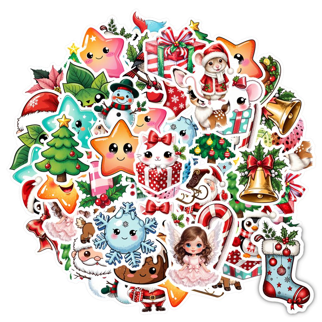 35pcs Festive Snowman Stickers Whimsical Santa Stickers Stationery Stickers For Guitar DIY Skateboard Laptop Luggage