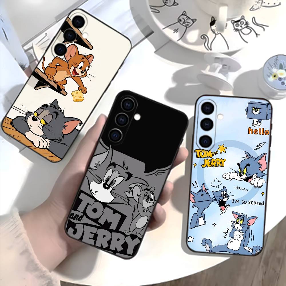 Чехол для телефона U-Tom And J-Jerry для Samsung Galaxy A73, 21, 22, 32, 71, 53, 52, 51, 80, 5G Мягкий черный чехол