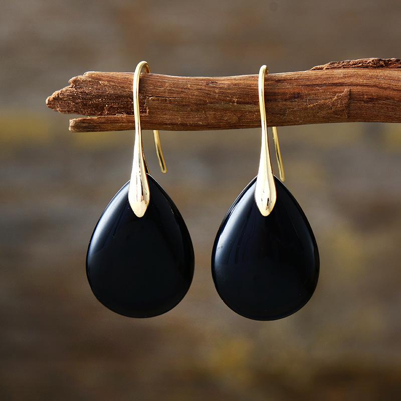 Luxury New Simple High Quality Natural Stone Crystal Amethyst Pendant Earrings Earrings European and American Popular Jewelry Jewelry