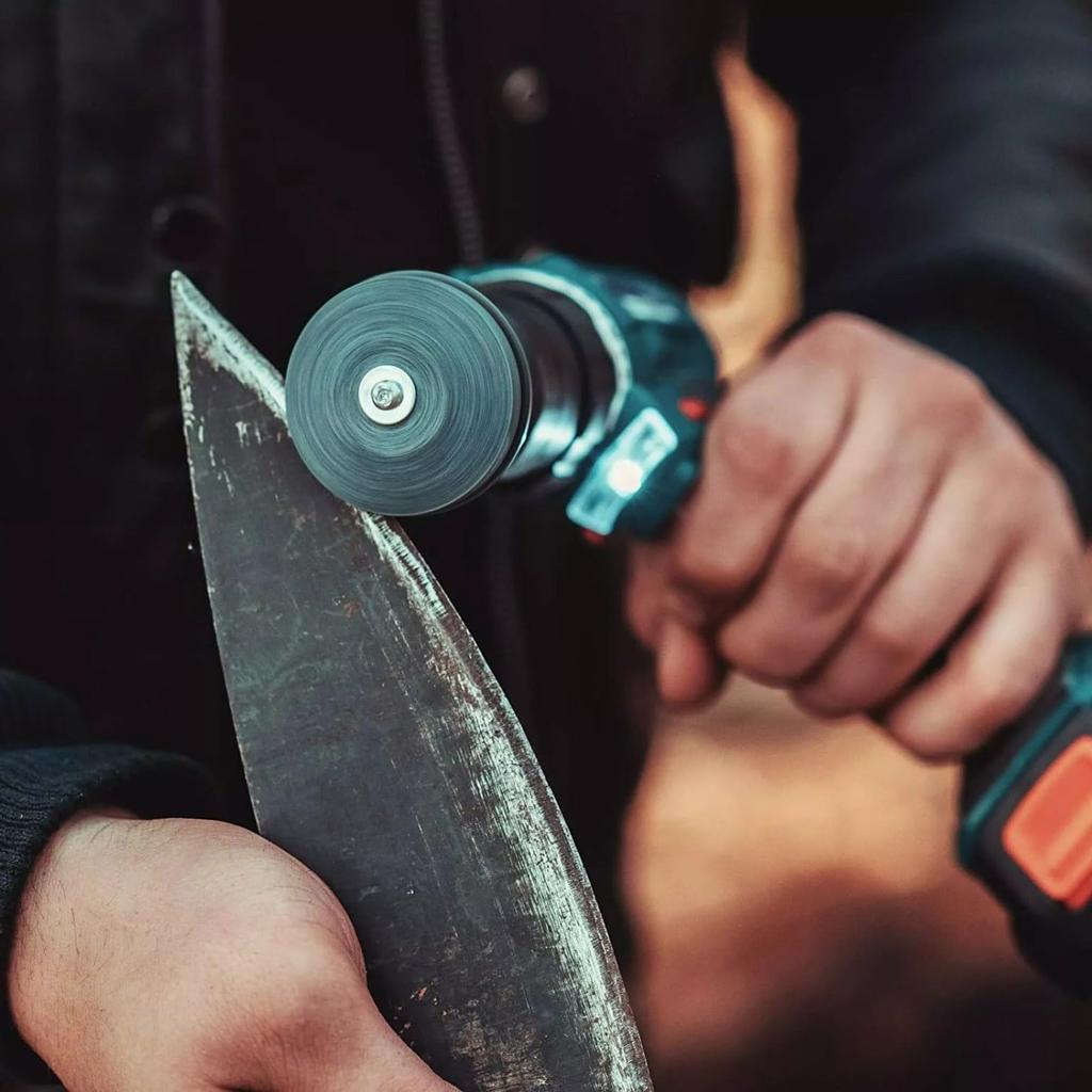 Lawn Mower Blade Sharpener Garden Tool Sharpening Grinding Power Drill Accessories 5-Piece & Balancer, Stone, Stone,