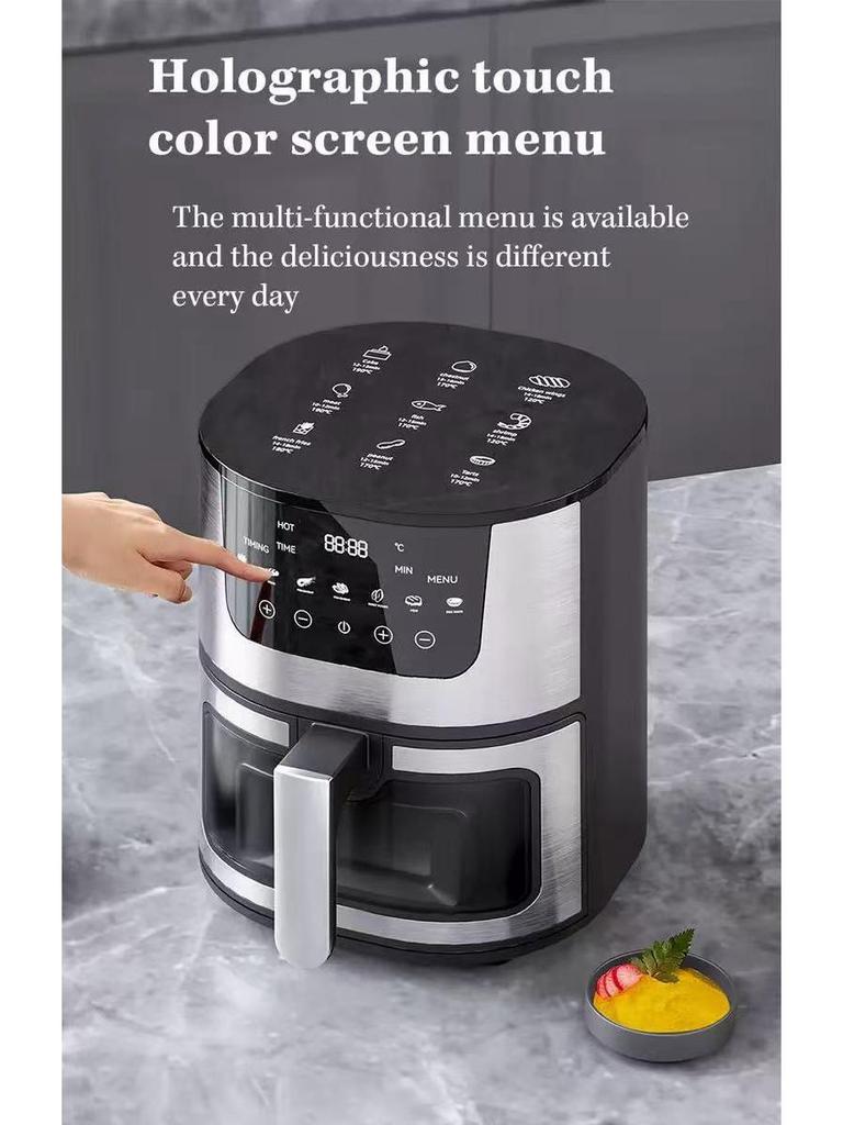 Cross-Border 7L Air Fryer: Oil-Free, Low-Fat, Touchscreen, All-in-One Oven with Visible Window.