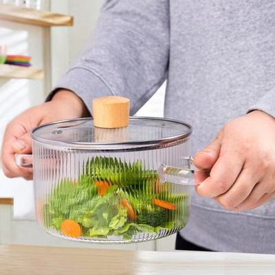 Двухручная кухонная кастрюля Термостойкая миска для лапши Высокоборосиликатное стекло Соусник Плита