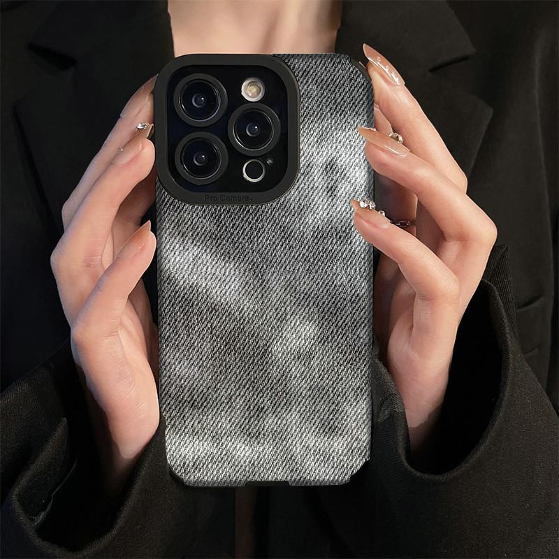Мягкий силиконовый чехол для телефона из джинсовой ткани с вертикальным рисунком и принтом для телефона, задняя крышка с объективом камеры, полная защита