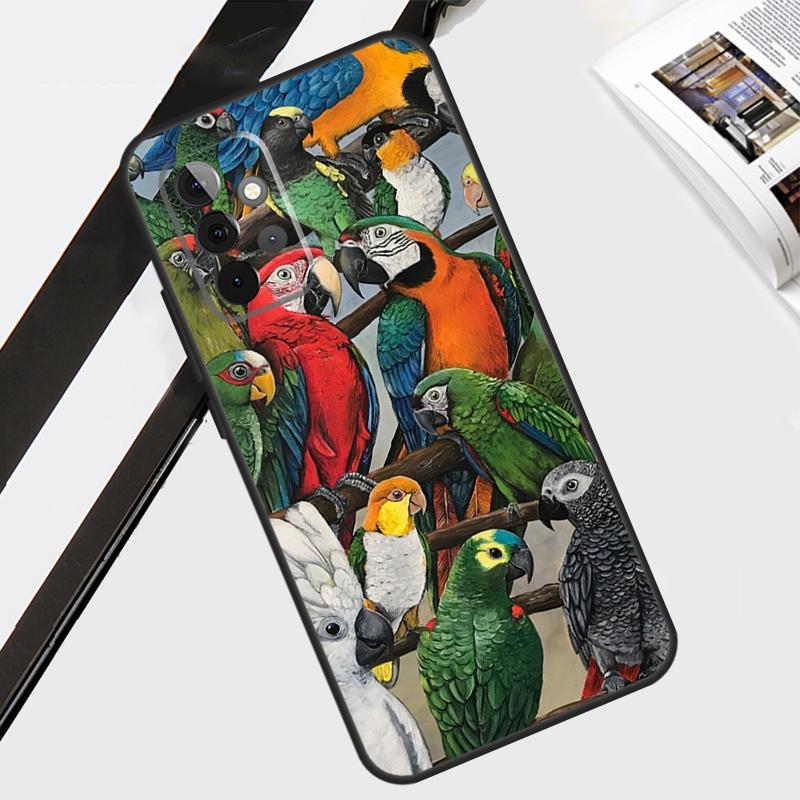 Чехол с животными, попугаями, птицами для Samsung Galaxy A55 A35 A15 A56 A36 A26 A16 A06 A54 A34 A14 A12 A22 A32 A52 A13 A53