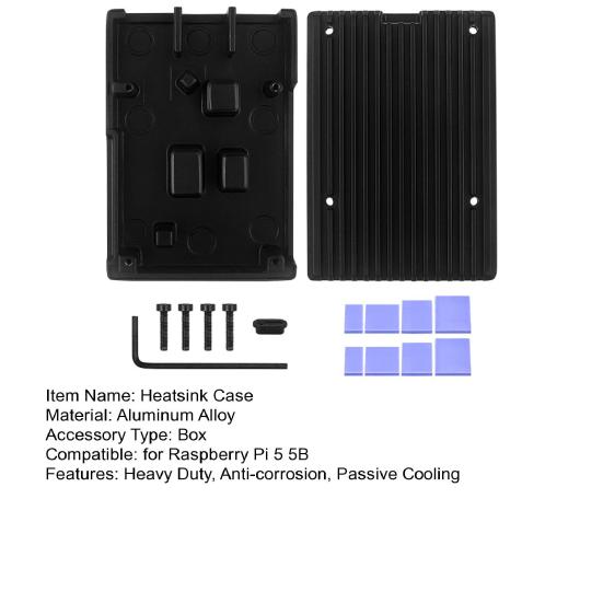 Алюминиевый корпус с радиатором материнской платы для Raspberry Pi 5, сверхмощный антикоррозийный металлический корпус для материнской платы с пассивным охлаждением, корпус