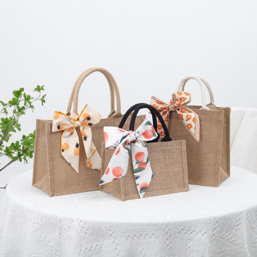 MUJI Burlap Hand-held Gift Bag - Stylish Blank Small Batch Shopping Bag