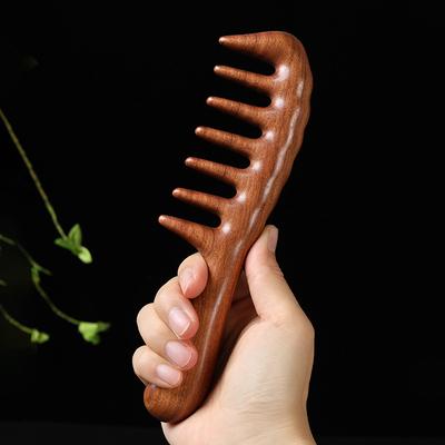 Расчески из натурального сандалового дерева, антистатическая деревянная расческа-массажер с длинными широкими зубцами, распутывающая расческа из сандалового дерева, уход за волосами, домашний подарок