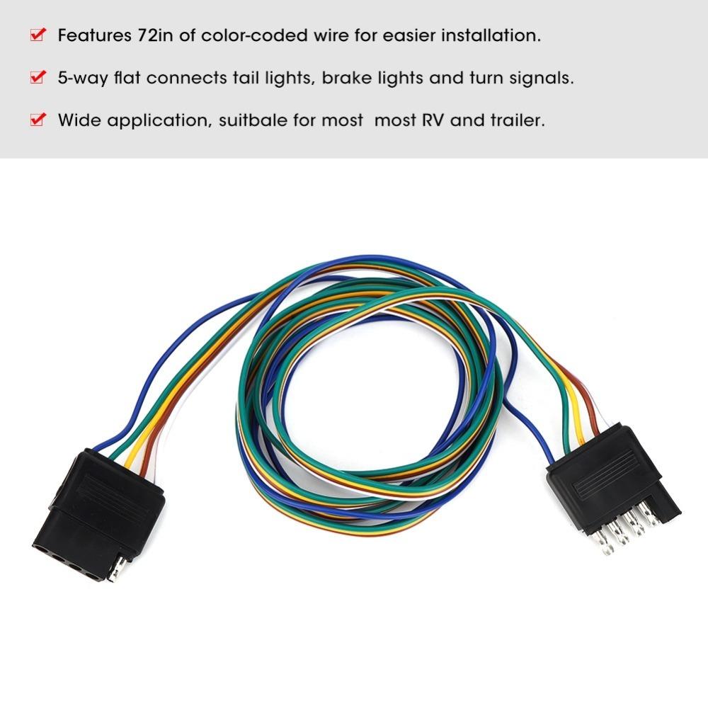 5-Pin Trailer Connector Flat Trailer Socket Wiring Harness for Most RVs and Trailers Camper Refit