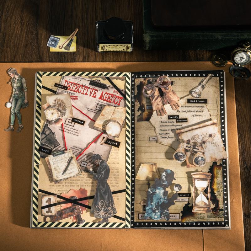 Journal GO 20pcs Charlie Detective Agency Detective Themed Sticker DIY Postcards Greeting Card Envelope Scrapbooking Journaling