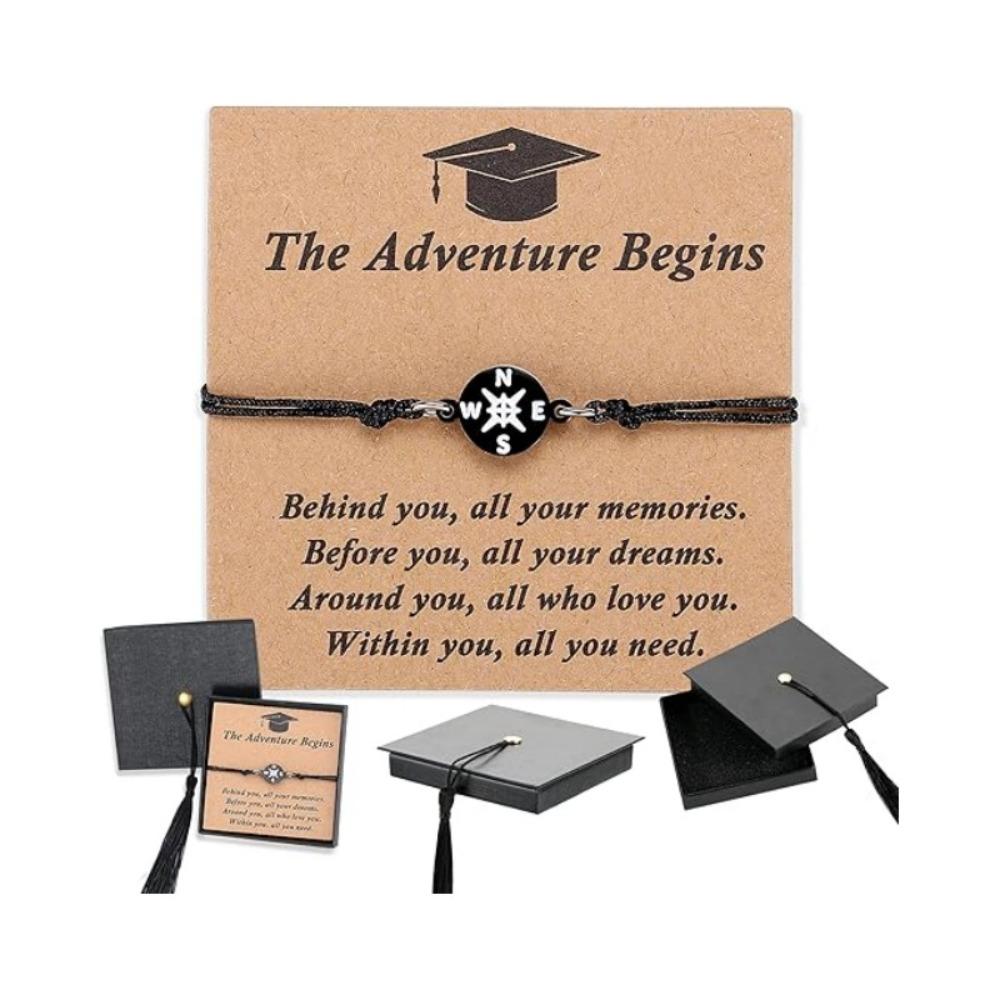 Hand Woven Compass Charm Wristband Friendship String Bracelet College Graduation