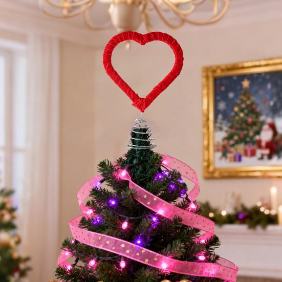 Heart Shaped Tree Topper for Valentine's Day Treetop Red Heart Decoration with Spring for Home Wedding Holiday Party Supplies
