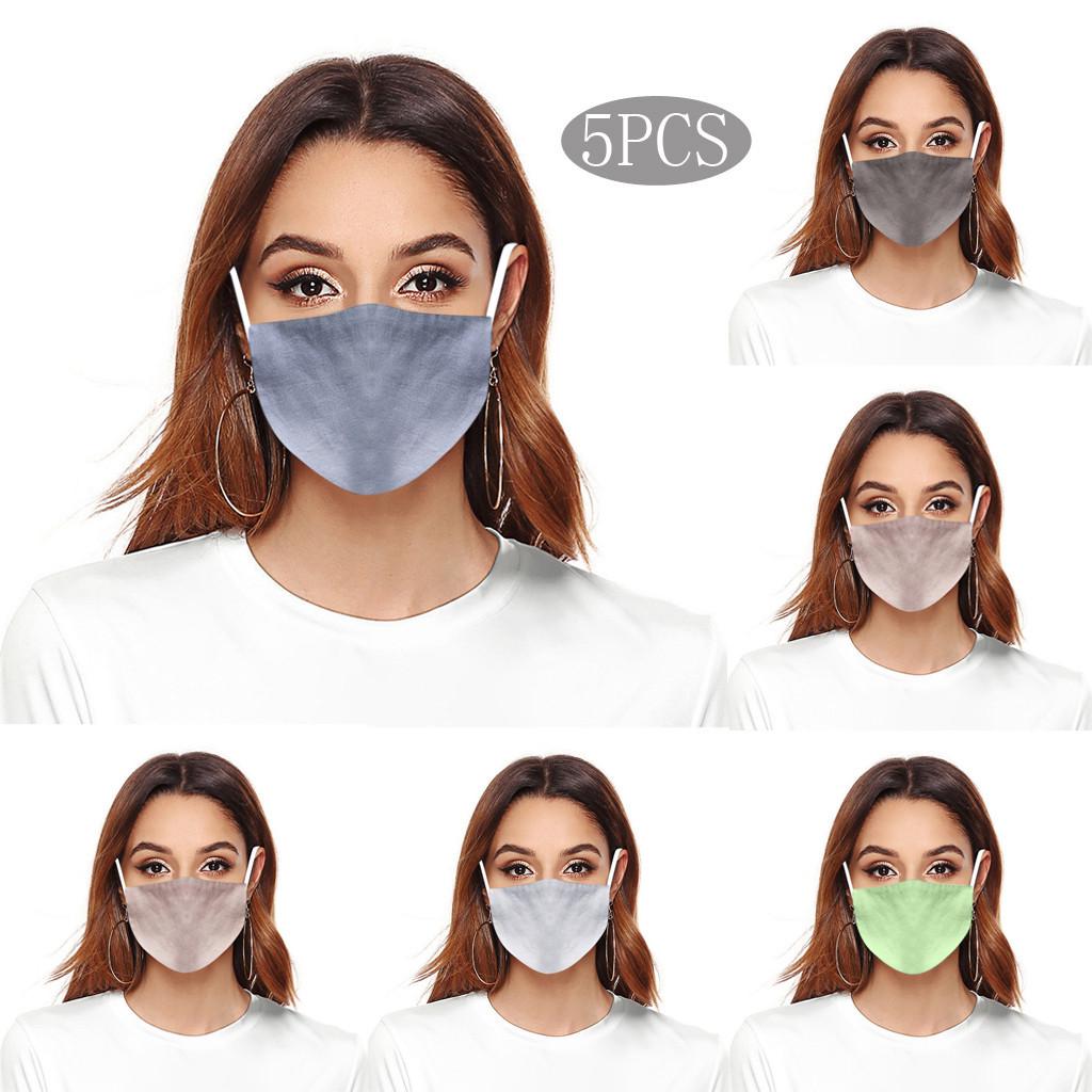 Упаковка из 5 однотонных хлопчатобумажных льняных масок для лица, многоразовые, моющиеся, закрывающие рот