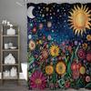 Sun Moon Star Flower Shower Curtain, Bathroom Decorative Shower Curtain, Waterproof Shower Curtain with Hooks