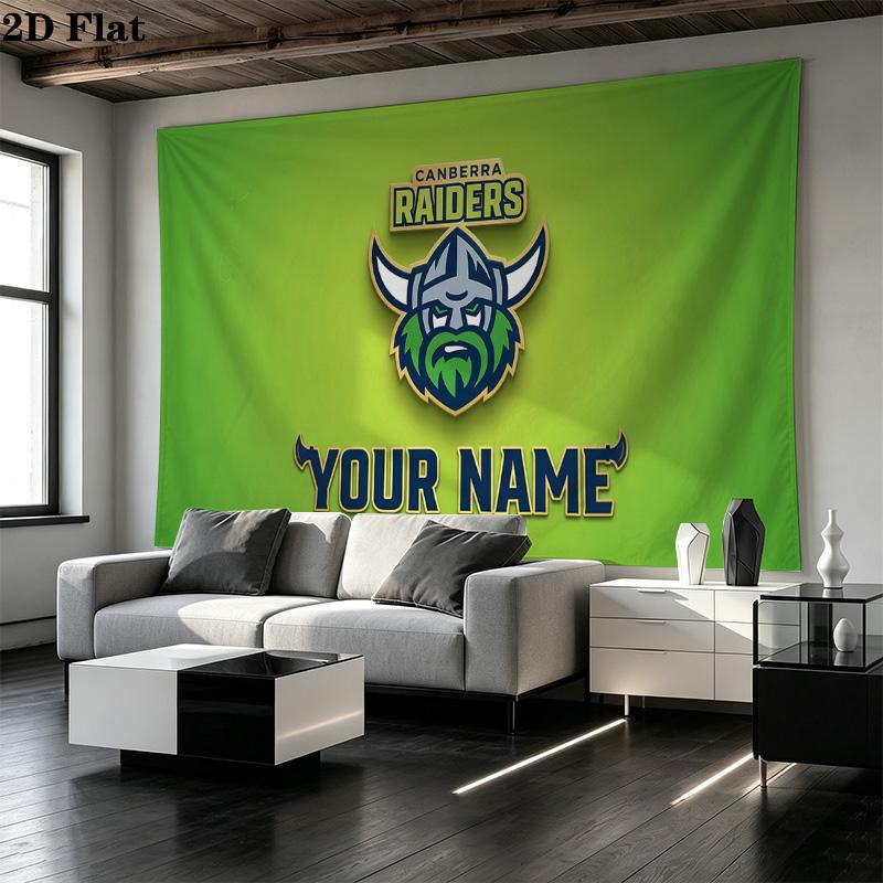 Custom Name Canberra Raiders Printed Tapestry – Wall Hanging for Bedrooms, Dorms, and Home Decor