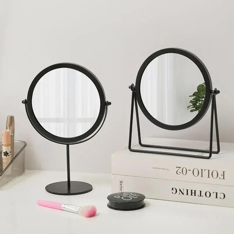 Vintage Nordic Dressing Table Makeup Mirror Portable Revolving Bathroom Dressing Mirror Bathroom Accessories Decoration Mirrors
