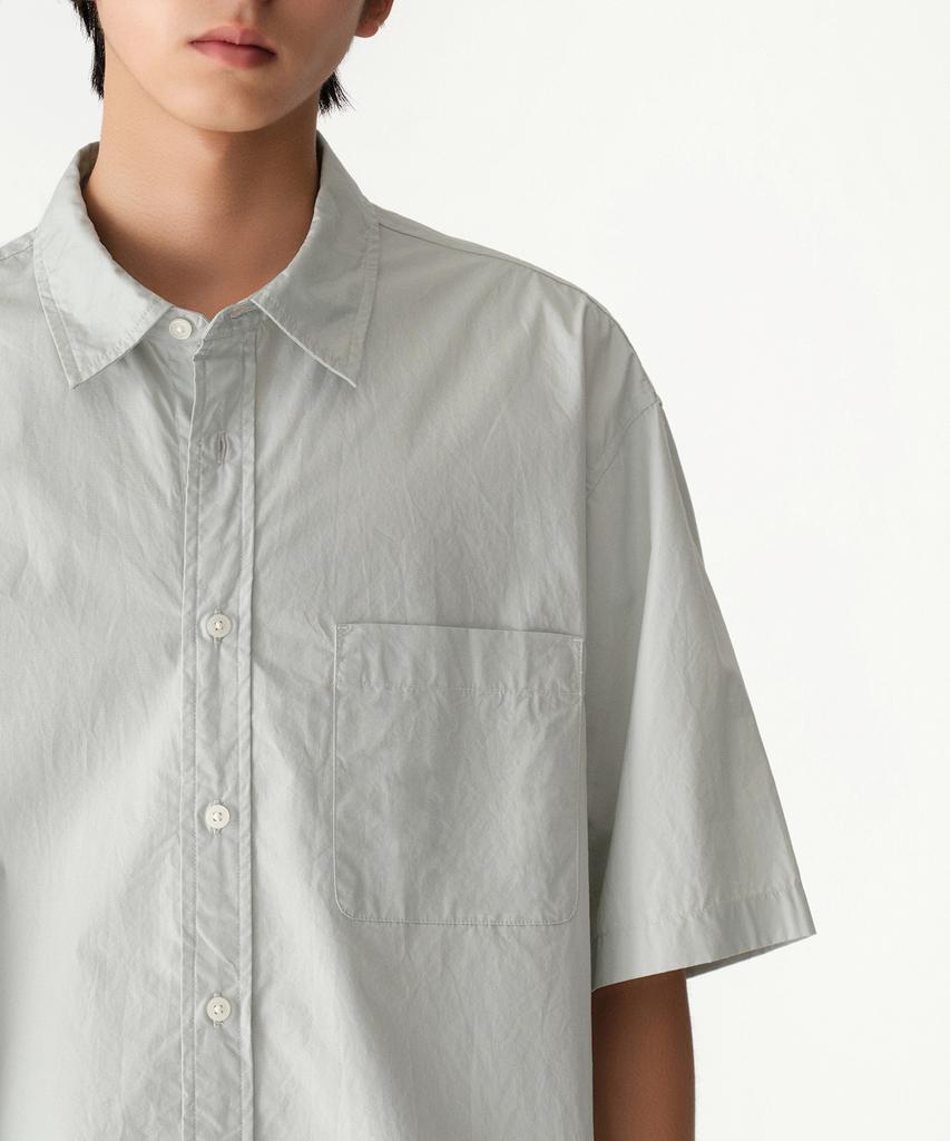MUSINSA STANDARD Relaxed Washed Poplin Short Sleeve Shirt [Dusty Mint]