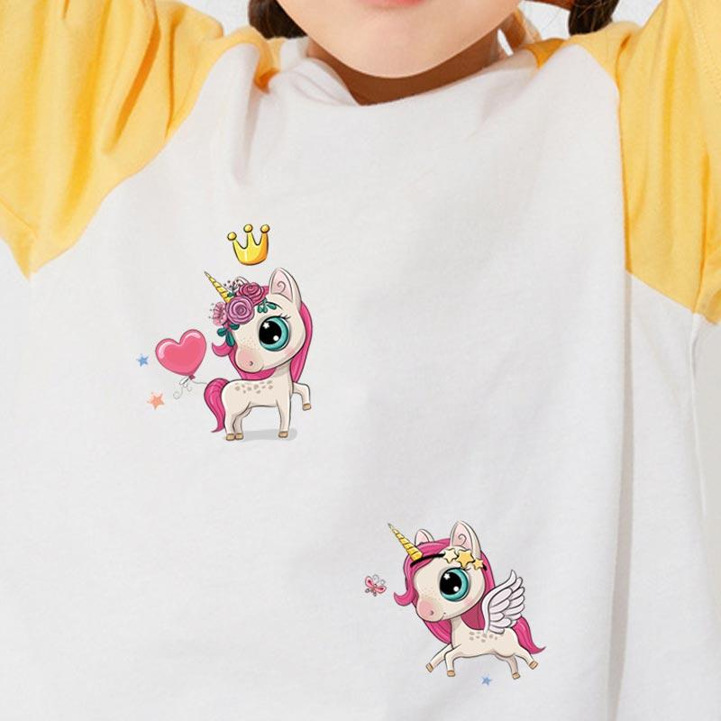 Нашивки на одежду, комплект с волшебным единорогом, модный аксессуар «сделай сам», наклейка в полоску, термопресс, аппликация, джинсовая нашивка, утюг на одежде