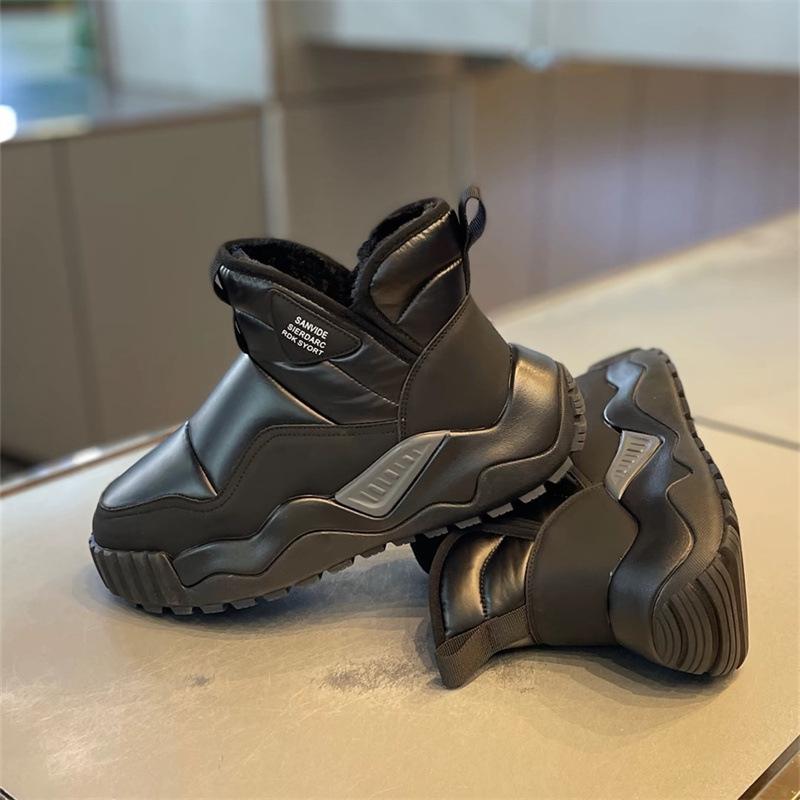 Мужские зимние теплые пушистые зимние ботинки, легкие нескользящие ботинки с подкладкой из искусственного меха, повседневные удобные короткие ботинки из искусственной кожи для ходьбы