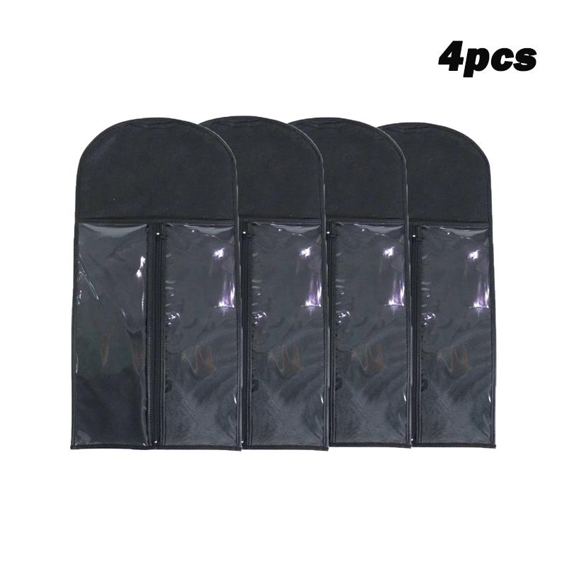 4pcs Non-woven Fabric Wig Storage Bag With Hook Hair Extension Holder Zipper Style Long Hair Storage Rack Wig Organizer