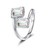 9 Fine Jewelry Double Stone Diamond Design 925 Sterling Silver Rhodium Plated Emerald CT 2CT VVS GRA Moissanite Rings for Women