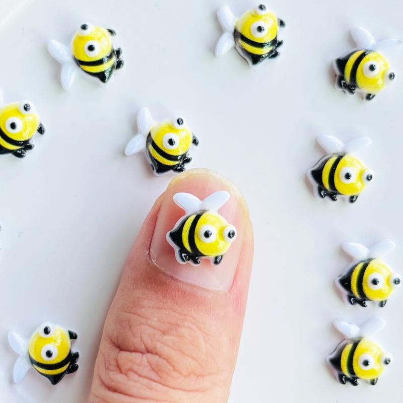 30/55Pcs New Cute Mini 3D Stereoscopic Little Bee Flatback Ornament Jewelry Making Manicure Hairwear Accessories A148