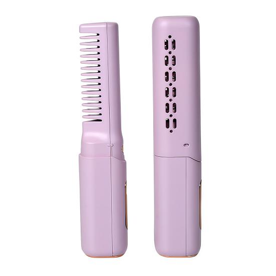 Cordless Ceramic Hairdressing Comb 3 Temperature Adjustable Hair Straightener USB Rechargeable Fast Heating Electric Hair Styling Detangling Brush