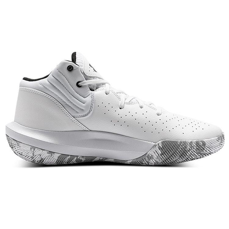 Under Armour Jet 21 Round Toe Slip Resistant Durable Breathable Mid Top Basketball Shoes Men Sneaker White Gray 3025348-103
